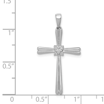 14k White Gold 1/20ct. Diamond Cross Pendant