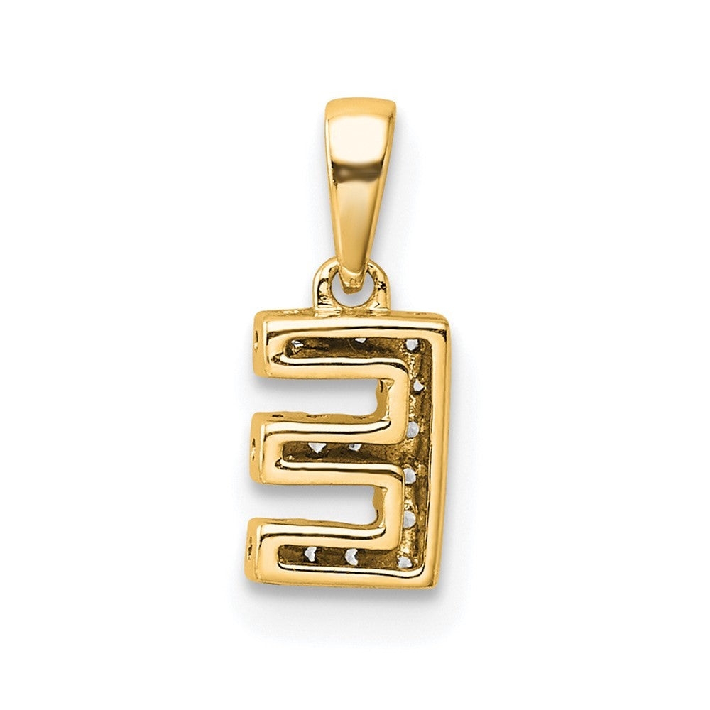 14k Yellow Gold Diamond Letter E Initial with Bail Pendant