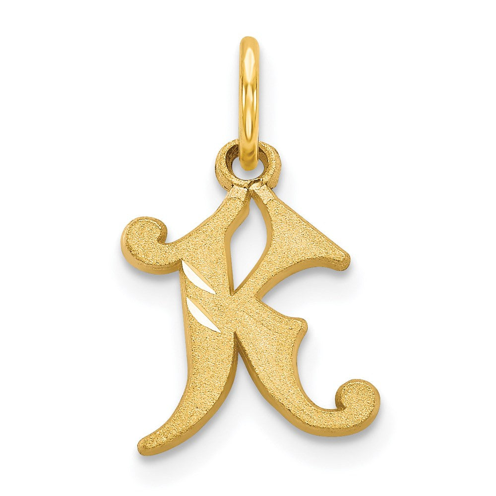 14k Yellow Gold Letter K Initial Charm Pendant