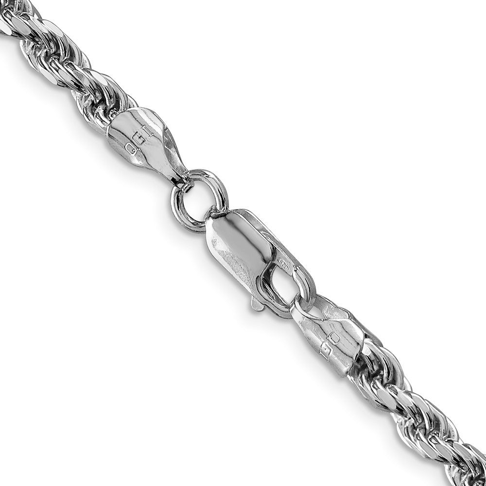 Sterling Silver Rhodium-plated 4.6mm Diamond-cut Rope Chain Necklace 22"