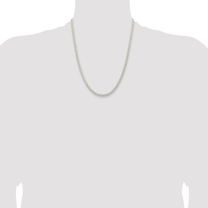 Sterling Silver Rhodium-plated 3.7mm Round Spiga Chain Necklace 22"
