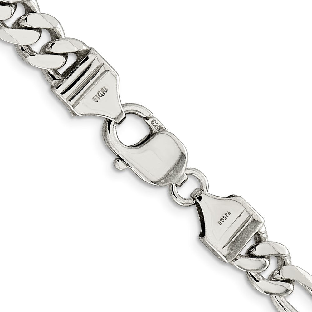 Sterling Silver 8mm Figaro Chain Necklace 36"