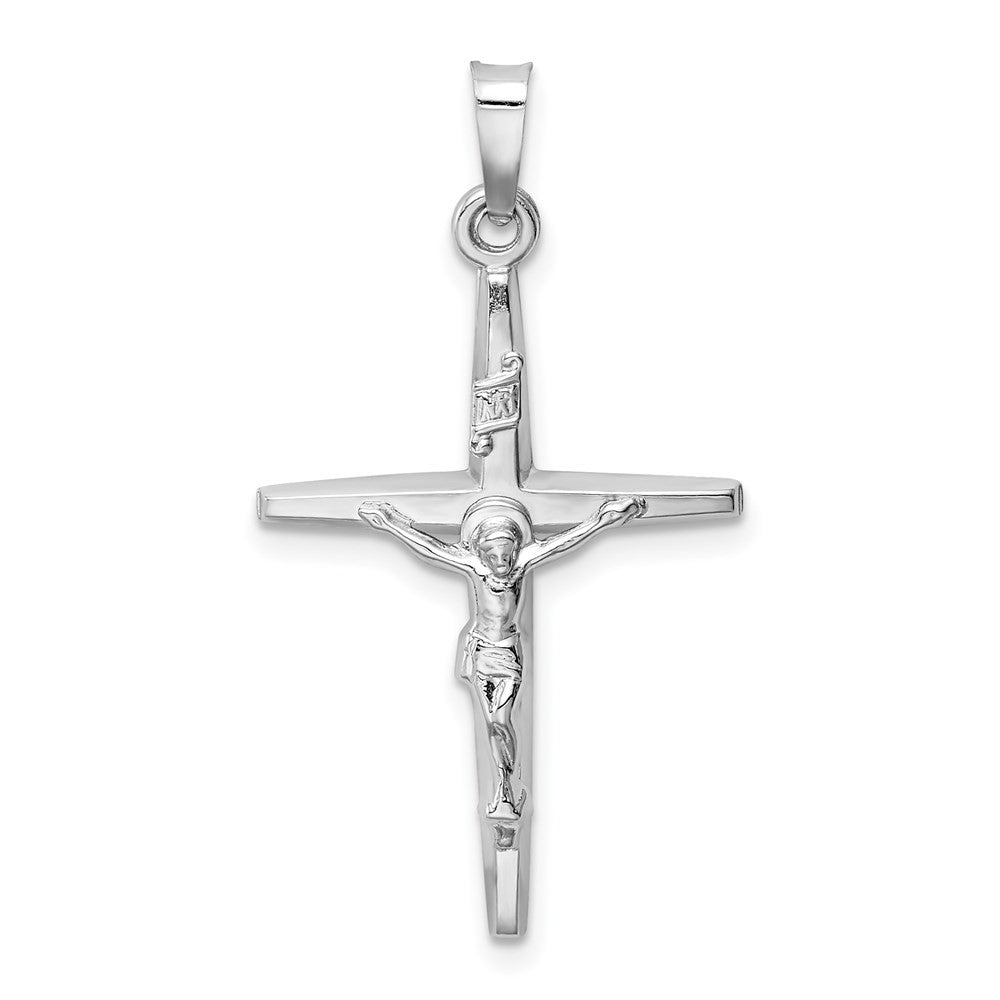 14k White Gold INRI Crucifix Charm Pendant