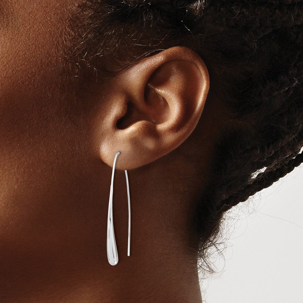 Sterling Silver Rh-Plated Polished Tear Threader