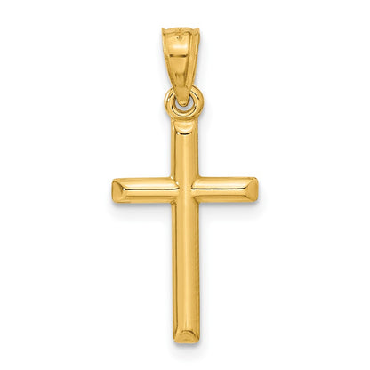 14k Yellow Gold Polished Hollow Cross Pendant