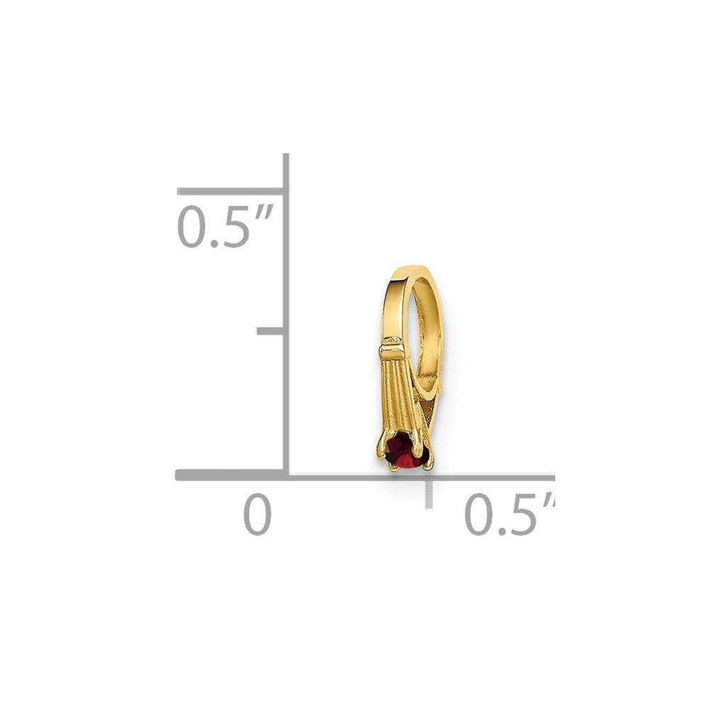 14k Yellow Gold 3D Ring with Red CZ Charm Pendant