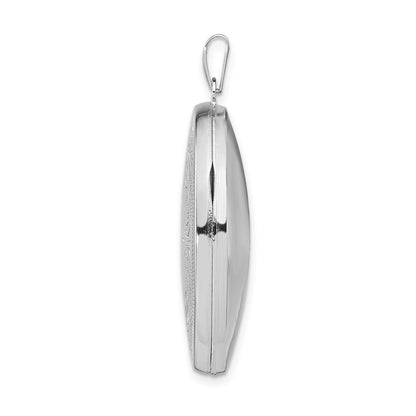 Sterling Silver Rhodium-plated 31mm Oval Scroll Locket Pendant