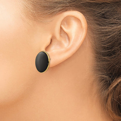 14k Yellow Gold Black Onyx Stud Earrings