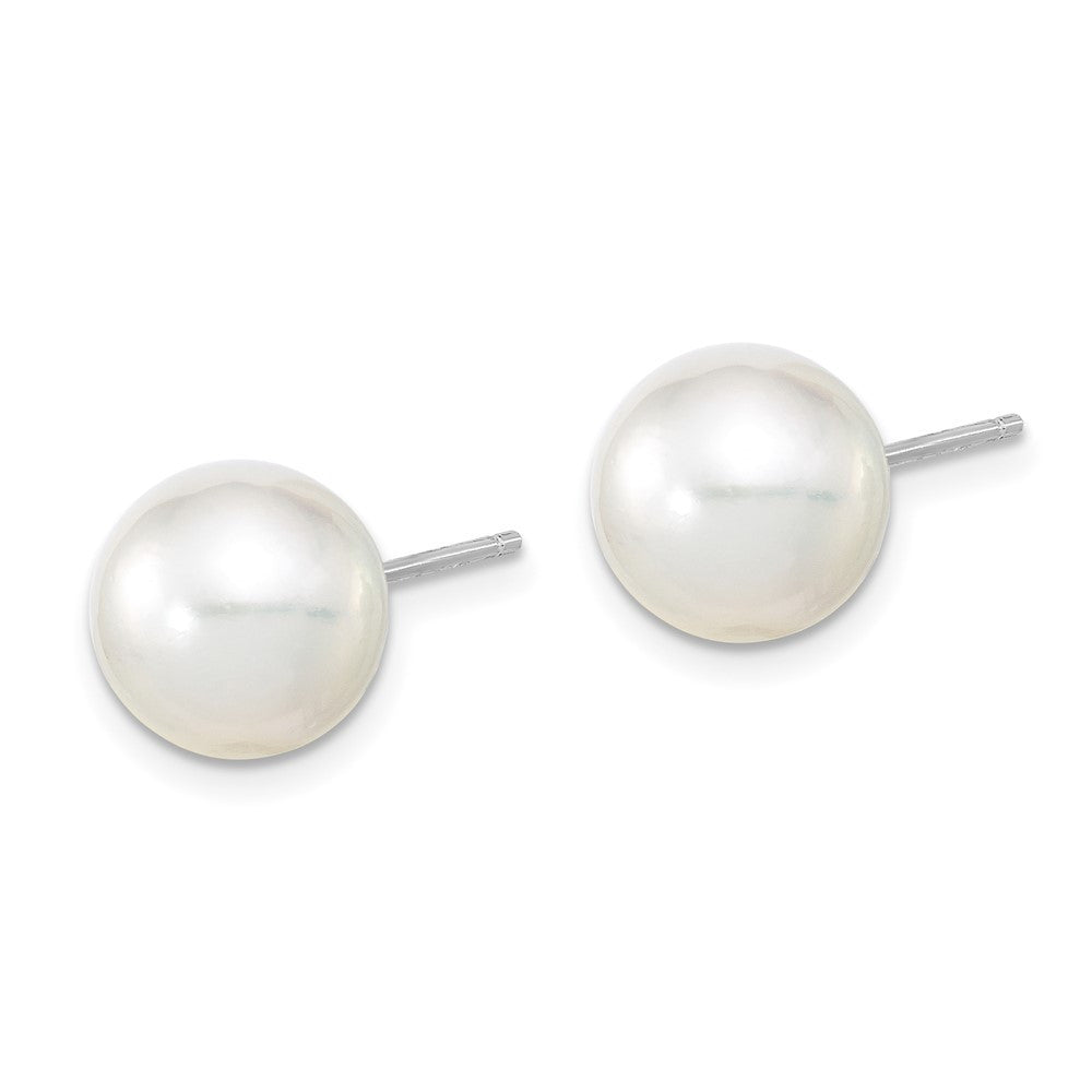 14k White Gold 10mm White Round South Sea Saltwater Cultured Pearl Stud Earrings