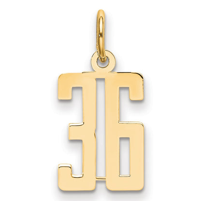 14k Yellow Gold Small Elongated Number 36 Charm Pendant