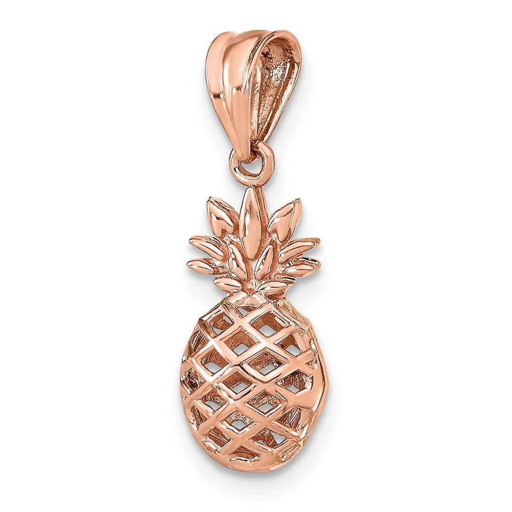 14K Rose Gold Polished 3D Pineapple Pendant