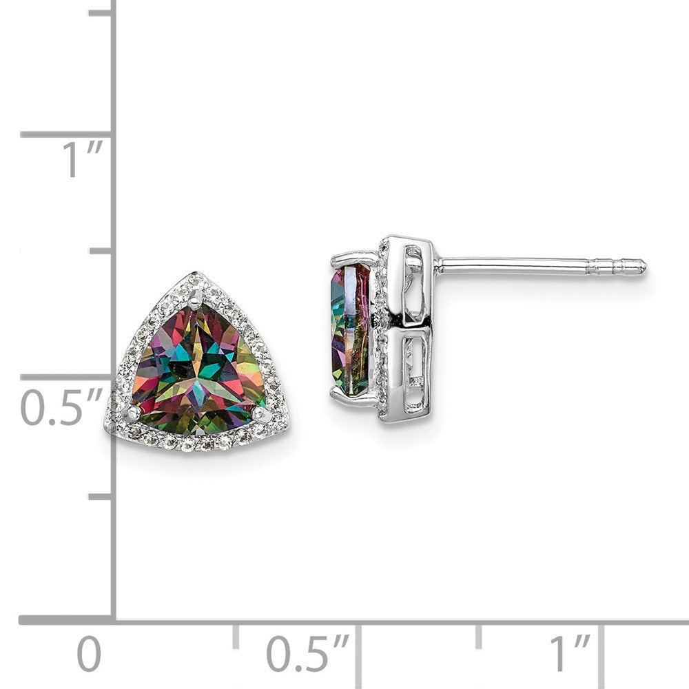 Sterling Silver Rhodium-plated Trillion Mystic Fire/White Topaz Dangle Earrings