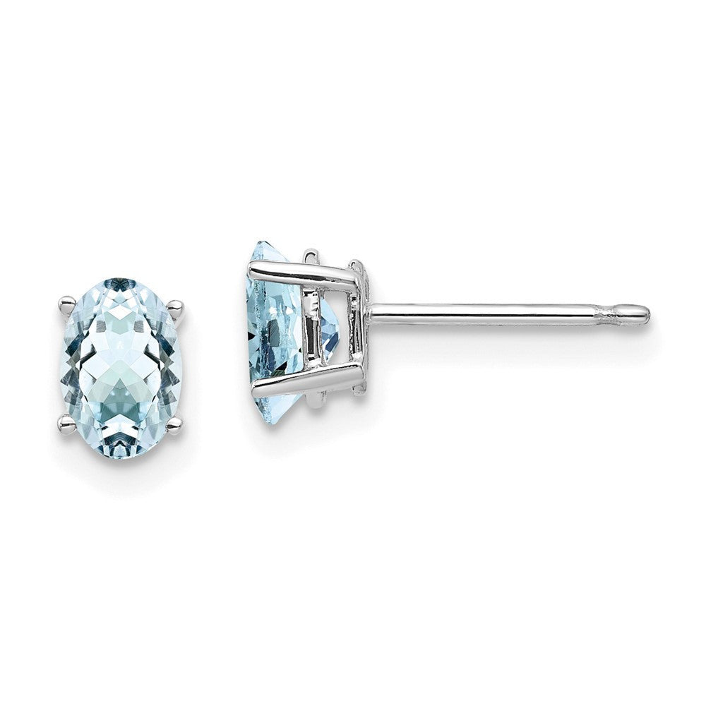 14k White Gold Aquamarine Stud Earrings