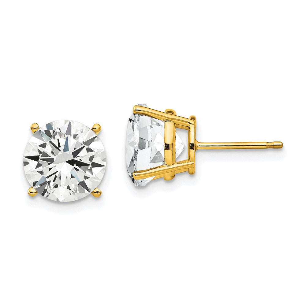 14k Yellow Gold 9mm Cubic Zirconia Stud Earrings