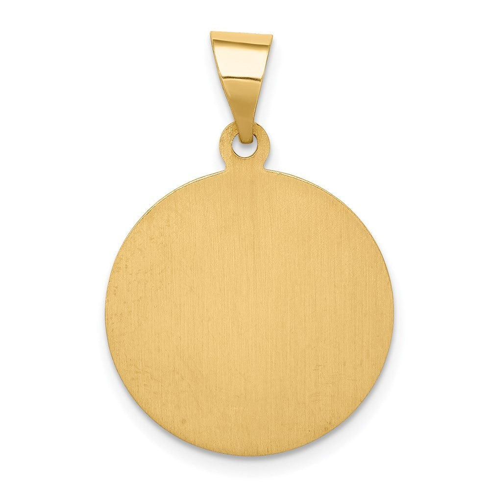 14k Yellow Gold Polished and Satin St. Charles Medal Hollow Pendant
