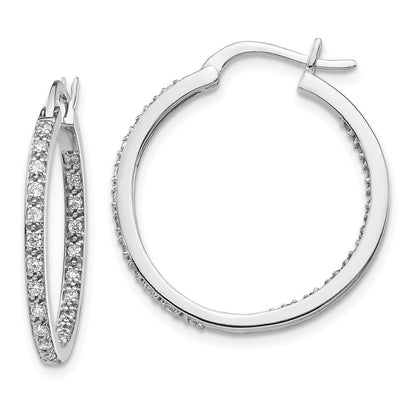 14k White Gold Diamond In Out Hoop Earrings