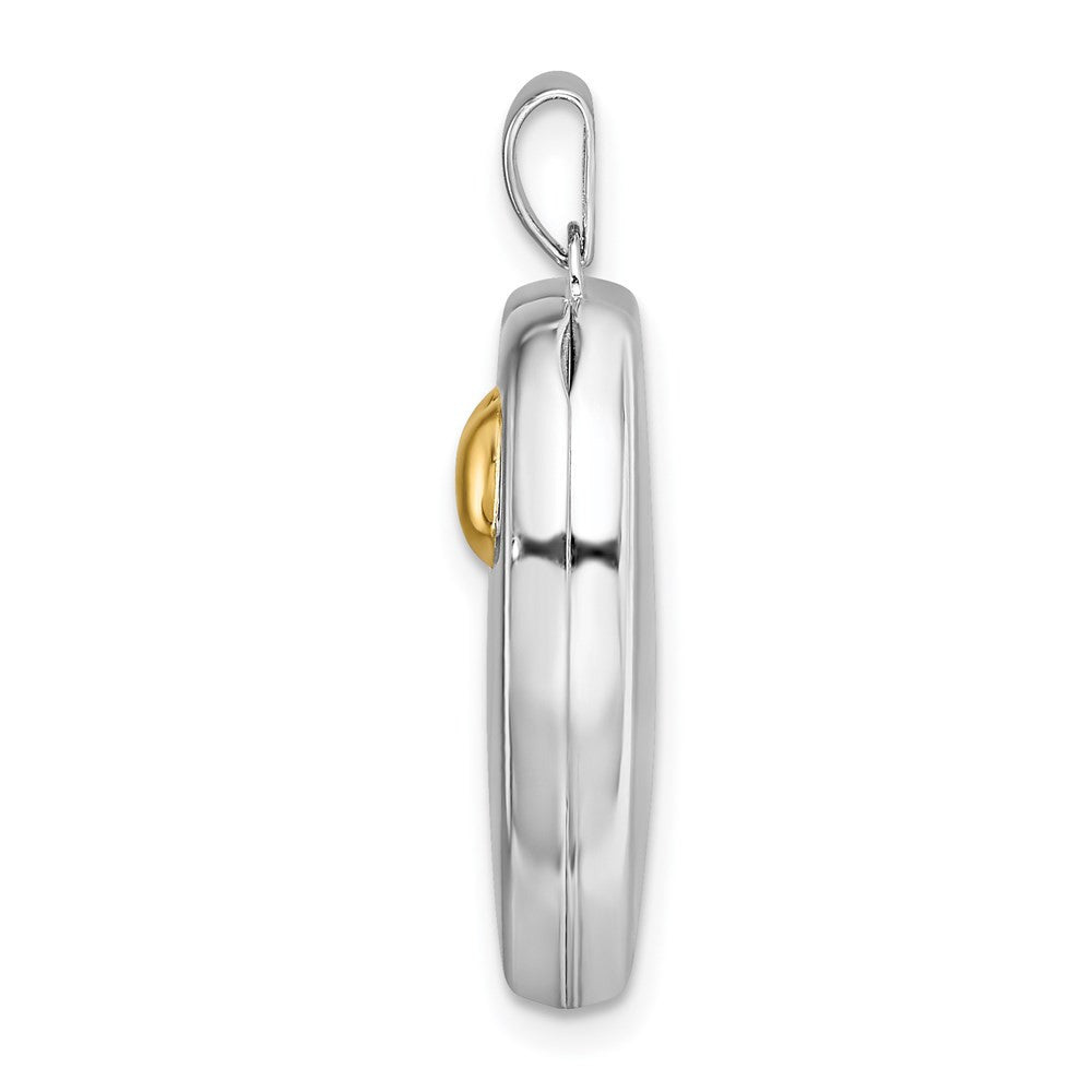 Sterling Silver Rhodium & Gold-plated 21mm I Love You Heart Locket Pendant