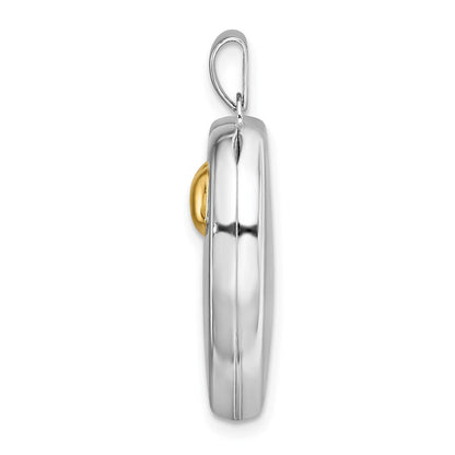 Sterling Silver Rhodium & Gold-plated 21mm I Love You Heart Locket Pendant