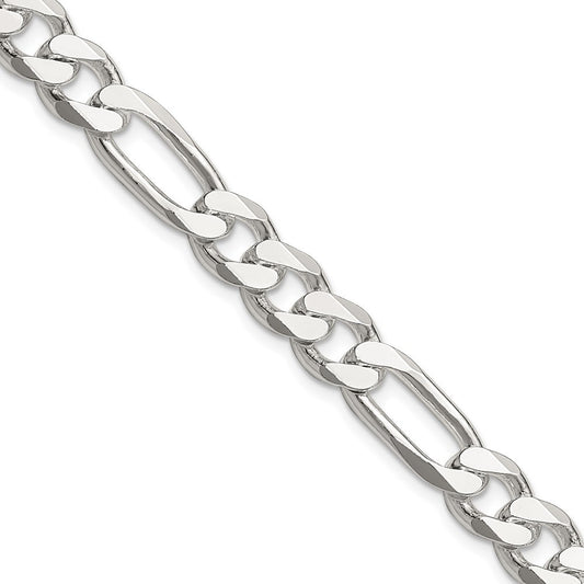 Sterling Silver 8mm Figaro Chain Necklace 22"