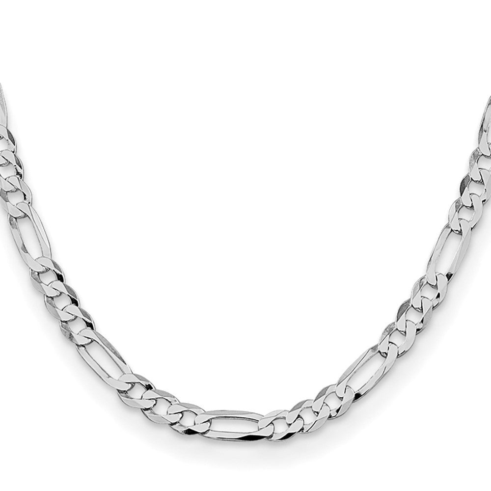 Sterling Silver Rhodium-plated Lightweight Flat Figaro Chain Necklace 24"