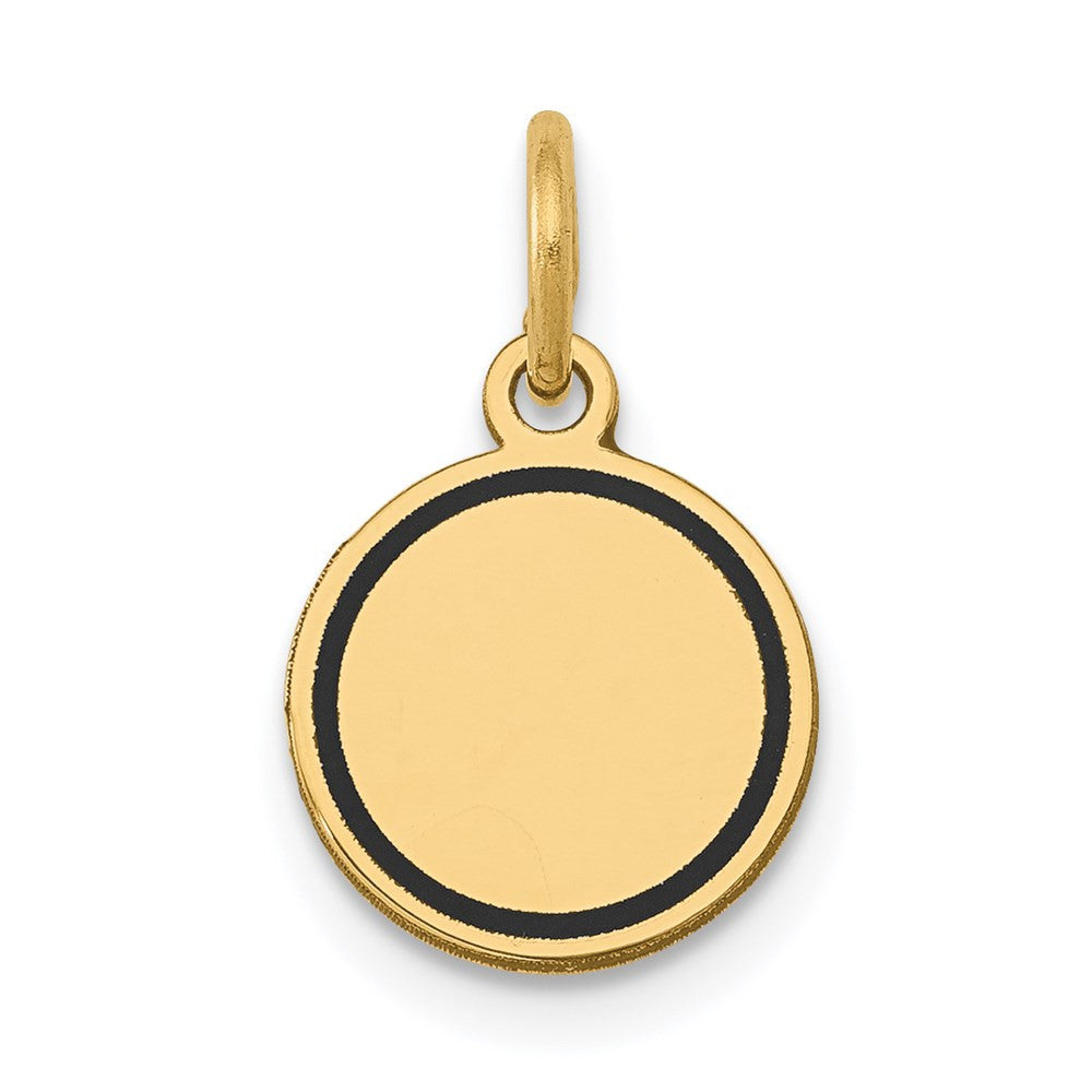 14k Yellow Gold Enamel .027 Gauge Circular Engravable Disc Charm Pendant