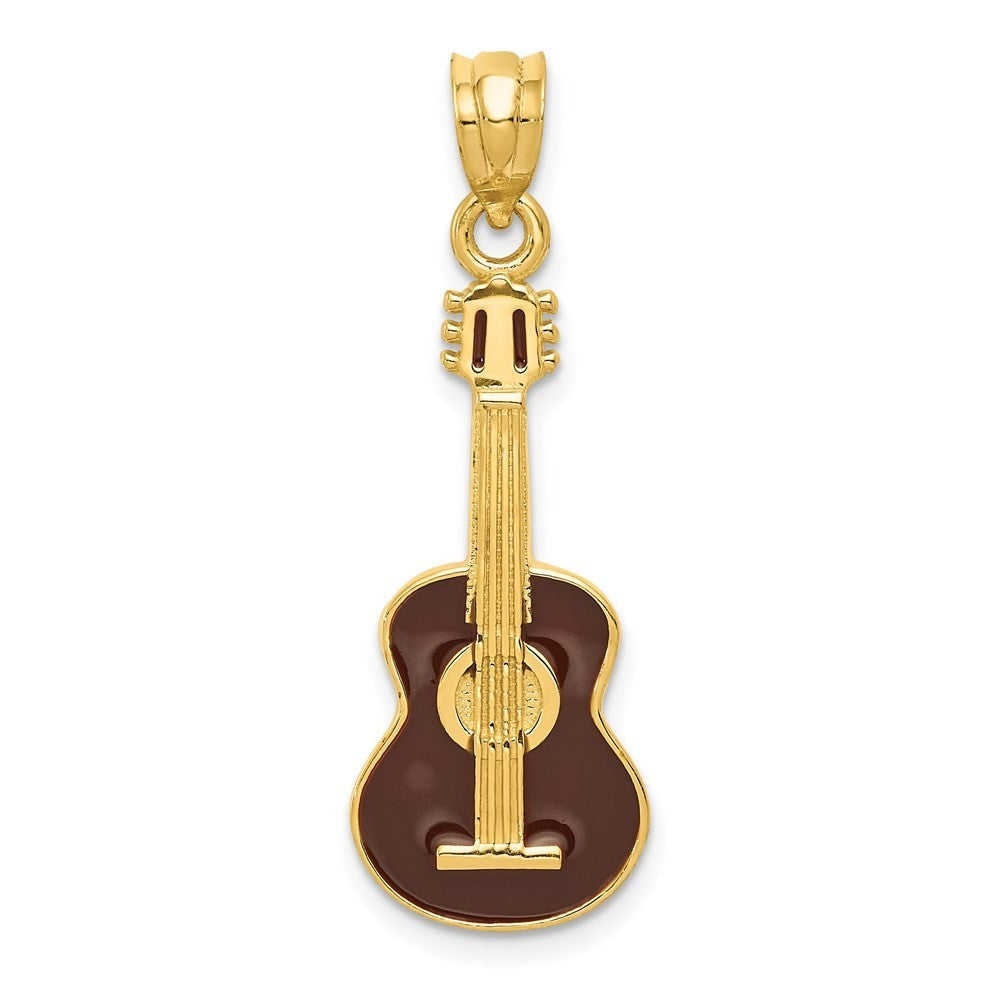 14k Yellow Gold Enameled Guitar Pendant
