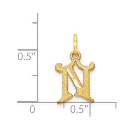 14k Yellow Gold Letter N Initial Charm Pendant