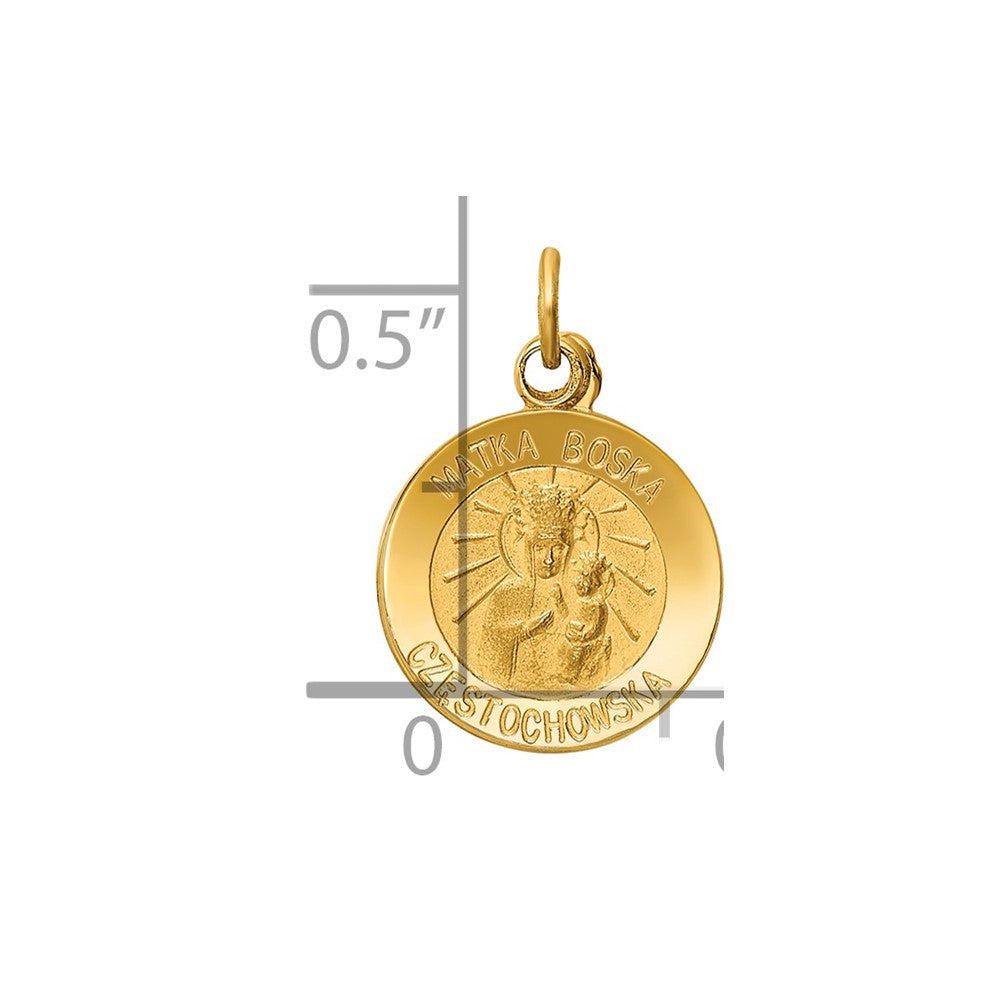 14k Yellow Gold Matka Boska Medal Charm Pendant
