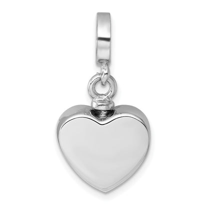 Sterling Silver RH-plated Onyx Enameled Heart Ash Holder Bead/Pendant