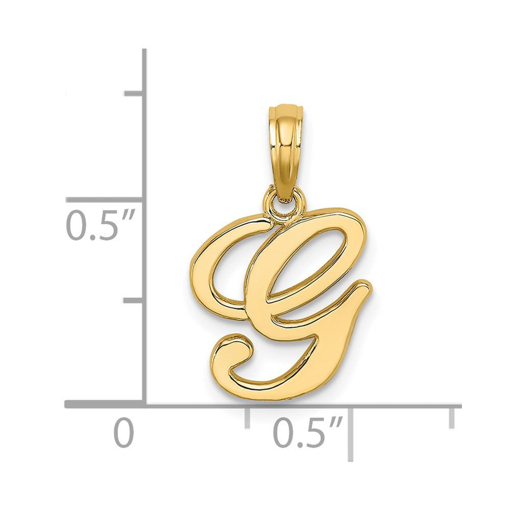14k Yellow Gold Script Letter G Initial Pendant