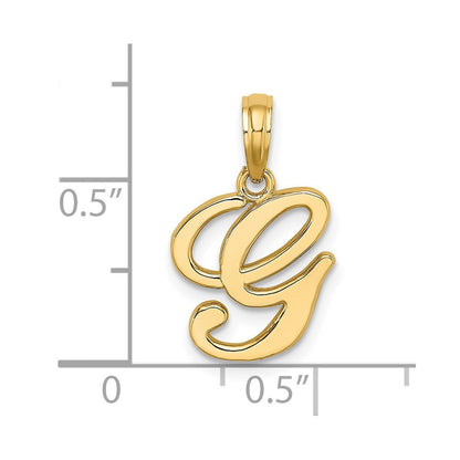 14k Yellow Gold Script Letter G Initial Pendant