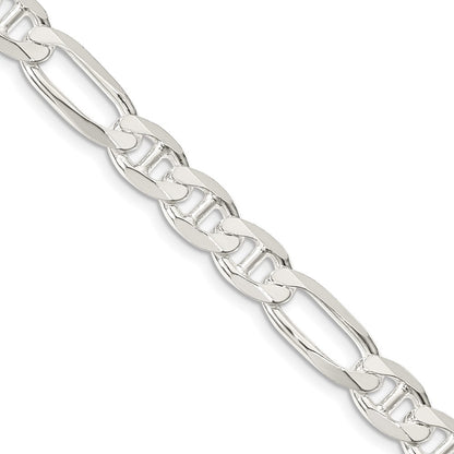 Sterling Silver 7.5mm Figaro Anchor Chain Necklace 24"