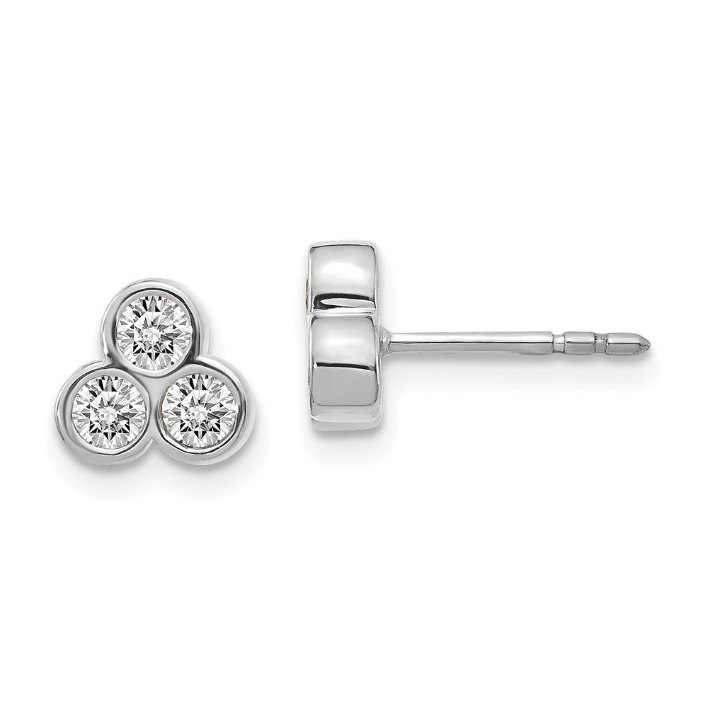 14k White Gold 3-stone Diamond Stud Earrings