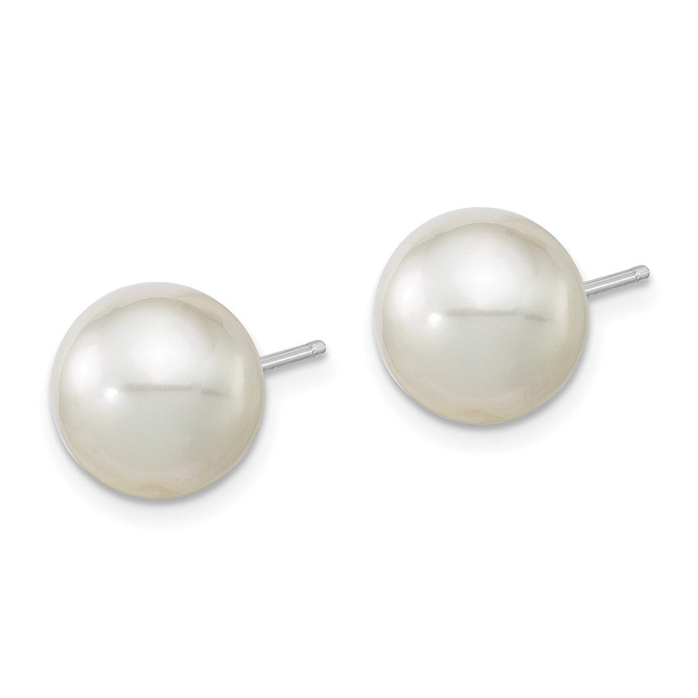 14k White Gold 11mm White Round South Sea Saltwater Cultured Pearl Stud Earrings