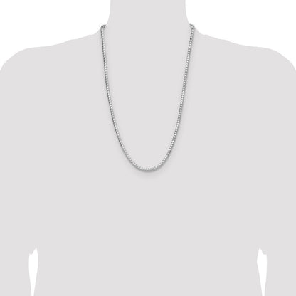 Sterling Silver 4.0mm Diamond-Cut Square Franco Chain Necklace 26"