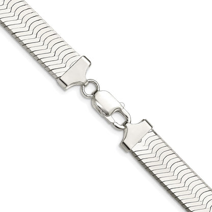 Sterling Silver Rhodium-plated 10.5mm Magic Herringbone Chain Necklace 18"