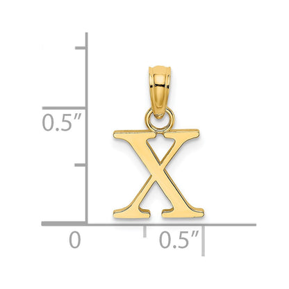 14k Yellow Gold Polished Block Letter X Initial Pendant