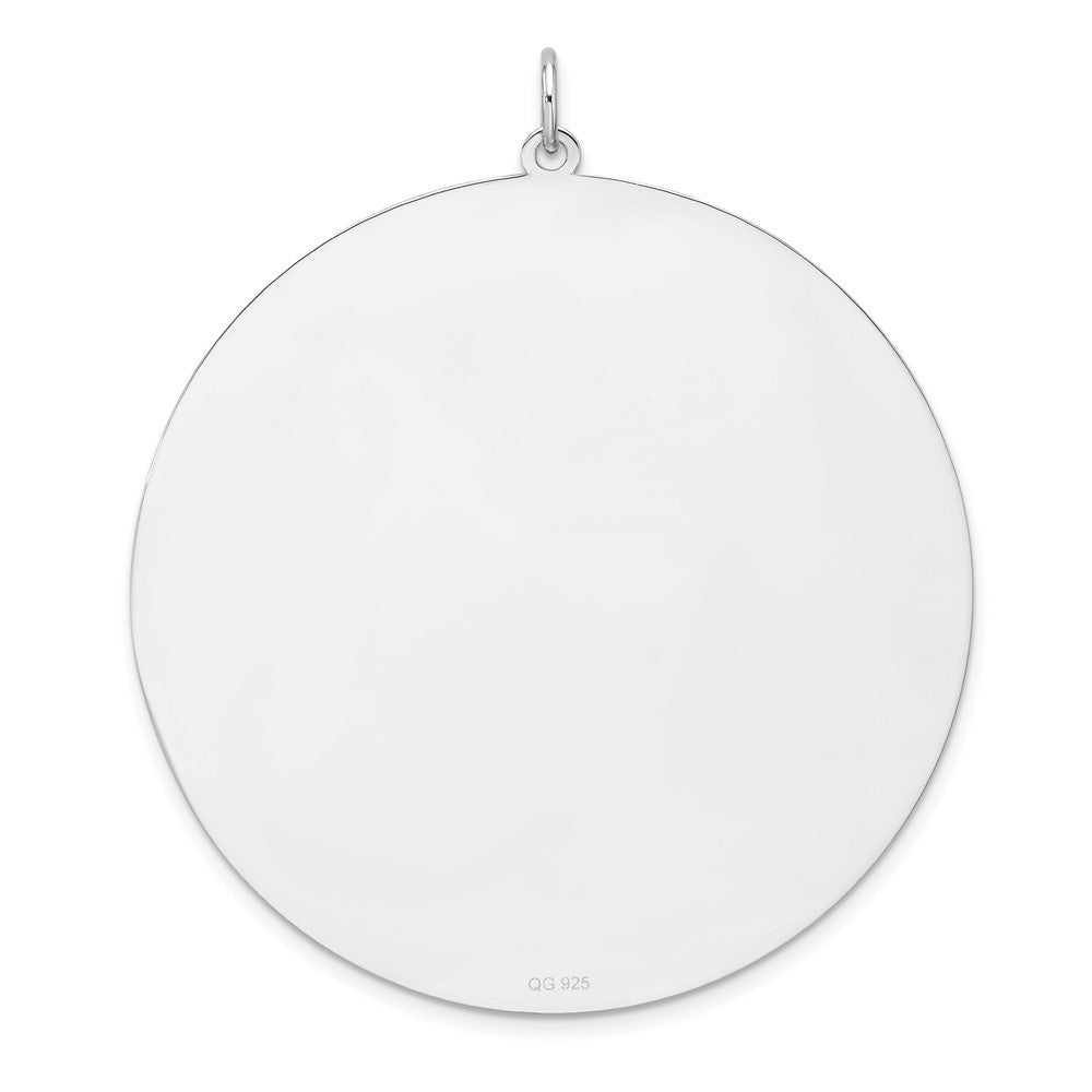 Sterling Silver Rhod-plated Polish Front Back Disc Charm Pendant