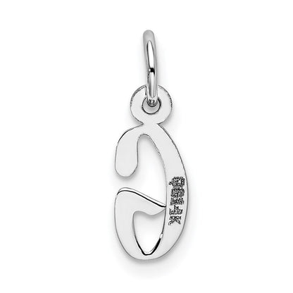 14k White Gold Small Slanted Block Letter G Initial Charm Pendant