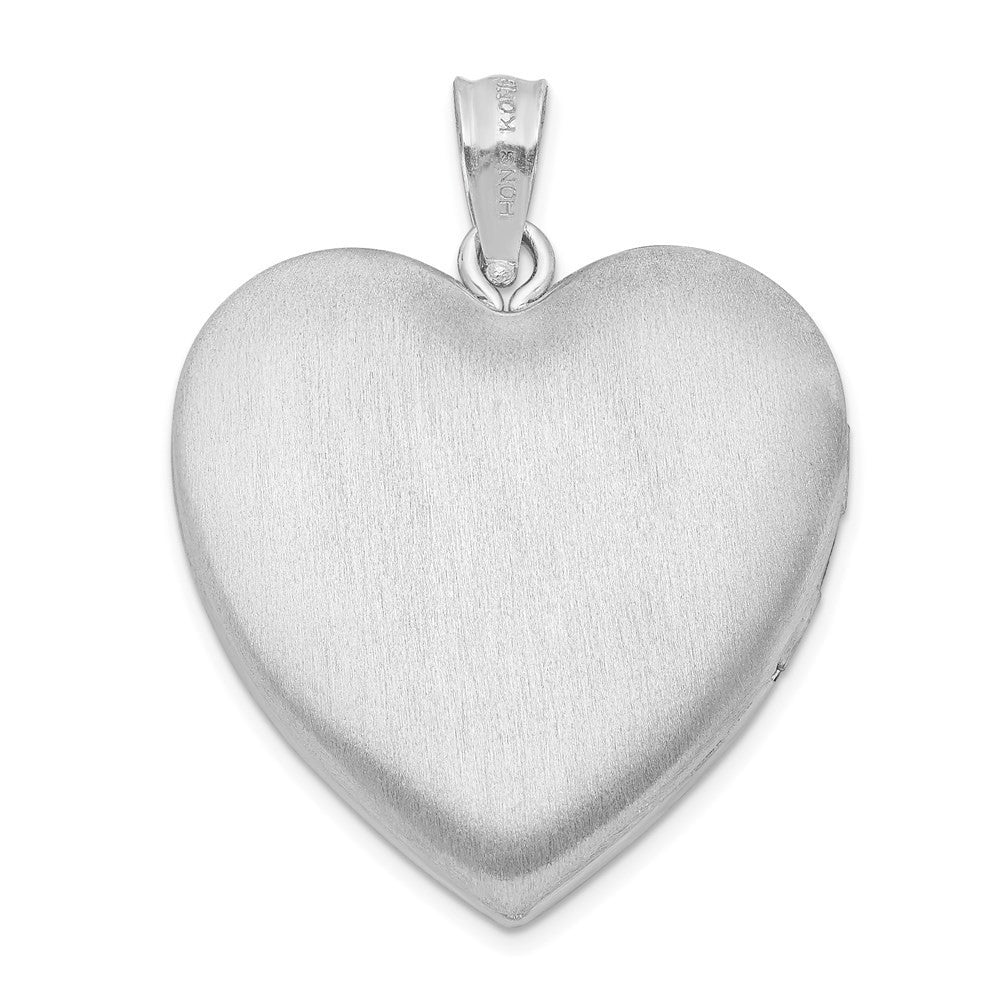 Sterling Silver Rhodium-plated 24mm Enameled Floral Border Heart Locket Pendant