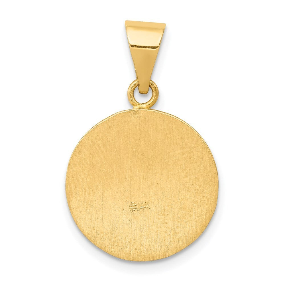 14k Yellow Gold Polished and Satin St Matthew Medal Hollow Pendant