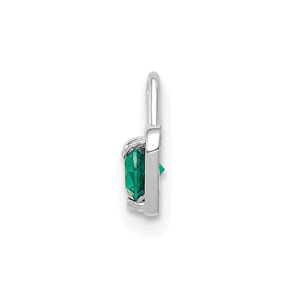 14k White Gold May Synthetic Birthstone Heart Charm Pendant