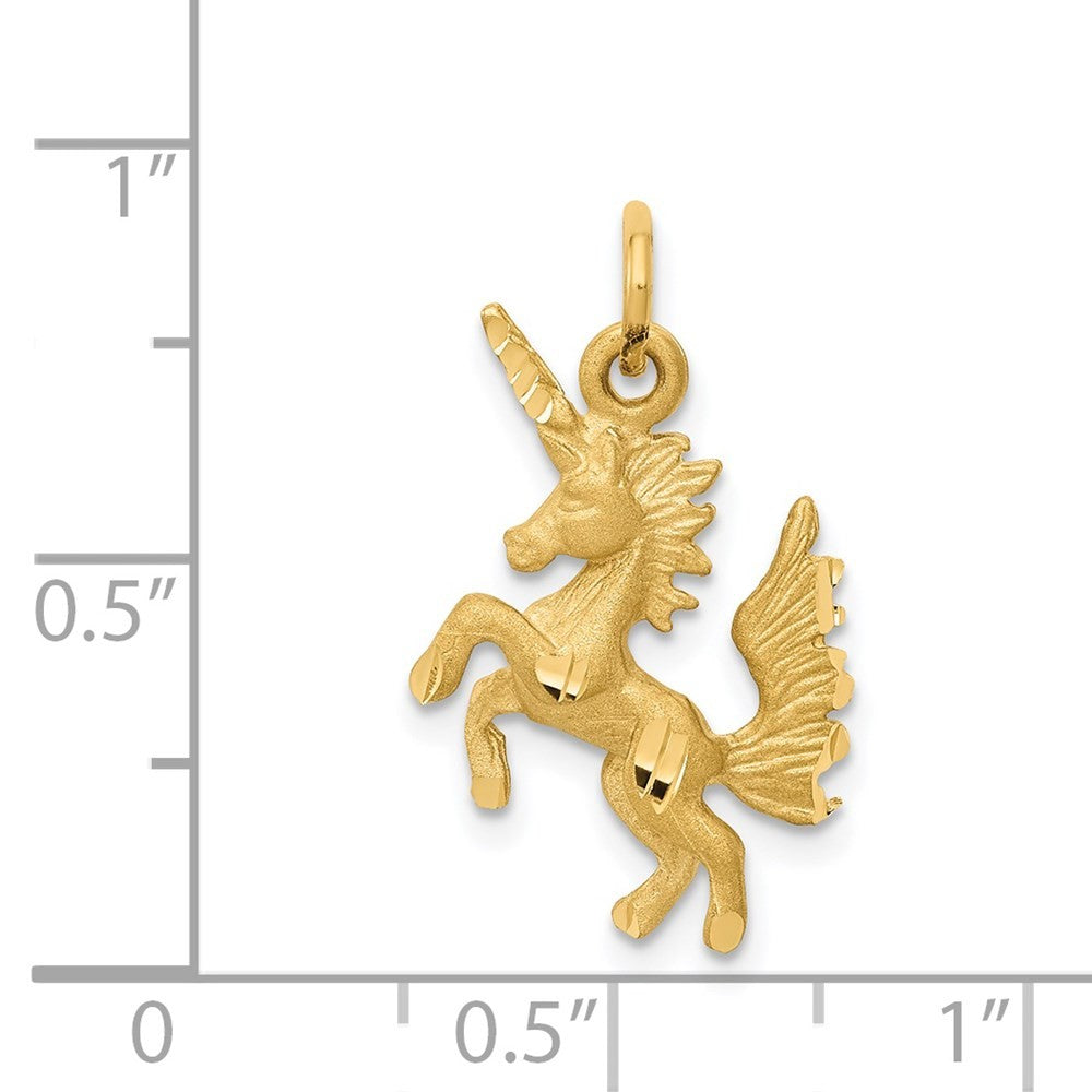 14k Yellow Gold Dancing Unicorn Charm Pendant