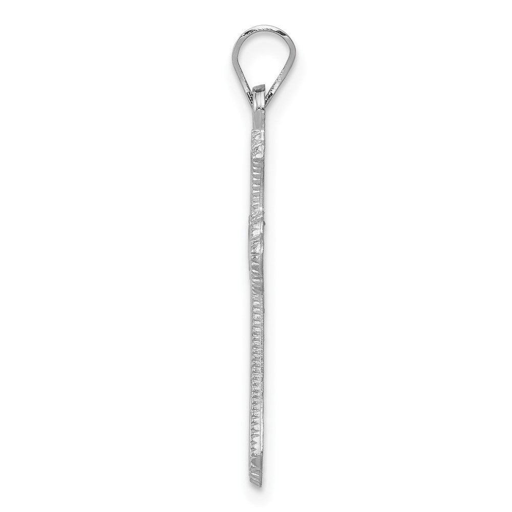 14k White Gold Budded Cross Charm Pendant