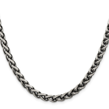 Sterling Silver Antiqued 6mm Round Spiga Chain Necklace 26"