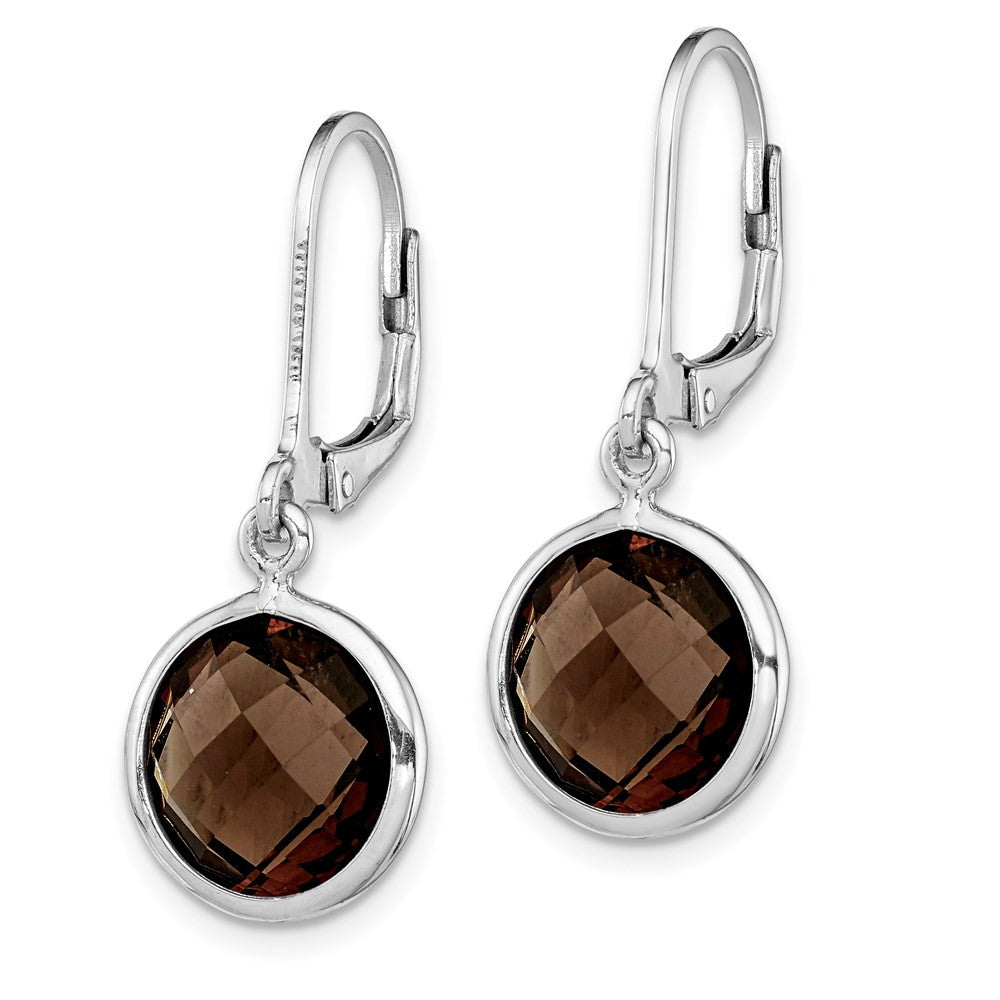 Sterling Silver Rhodium-plated Smoky Quartz Dangle Earrings
