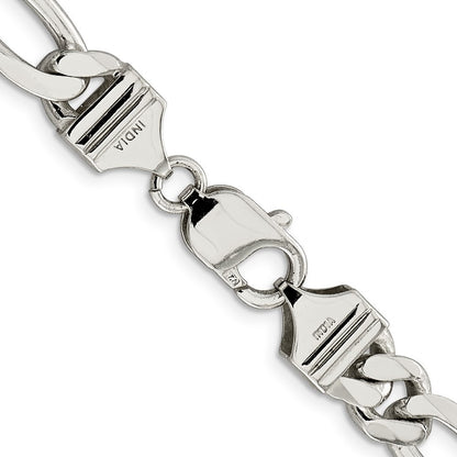 Sterling Silver 9mm Figaro Chain Necklace 28"