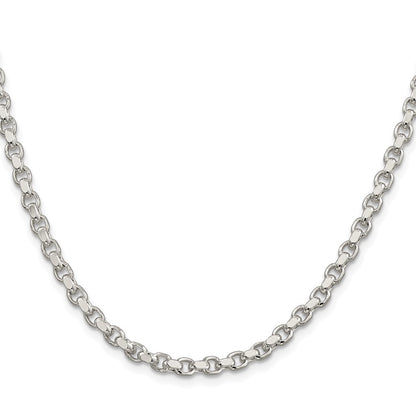 Sterling Silver Rhodium-plated 4mm Diamond-cut Rolo Chain Necklace 24"
