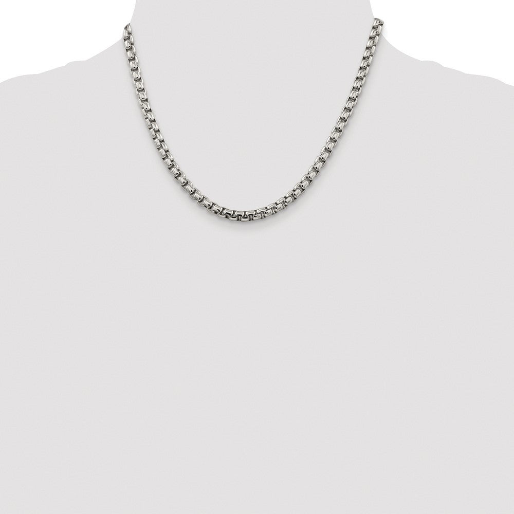 Sterling Silver Rhodium-plated 5.2mm Round Box Chain Necklace 18"