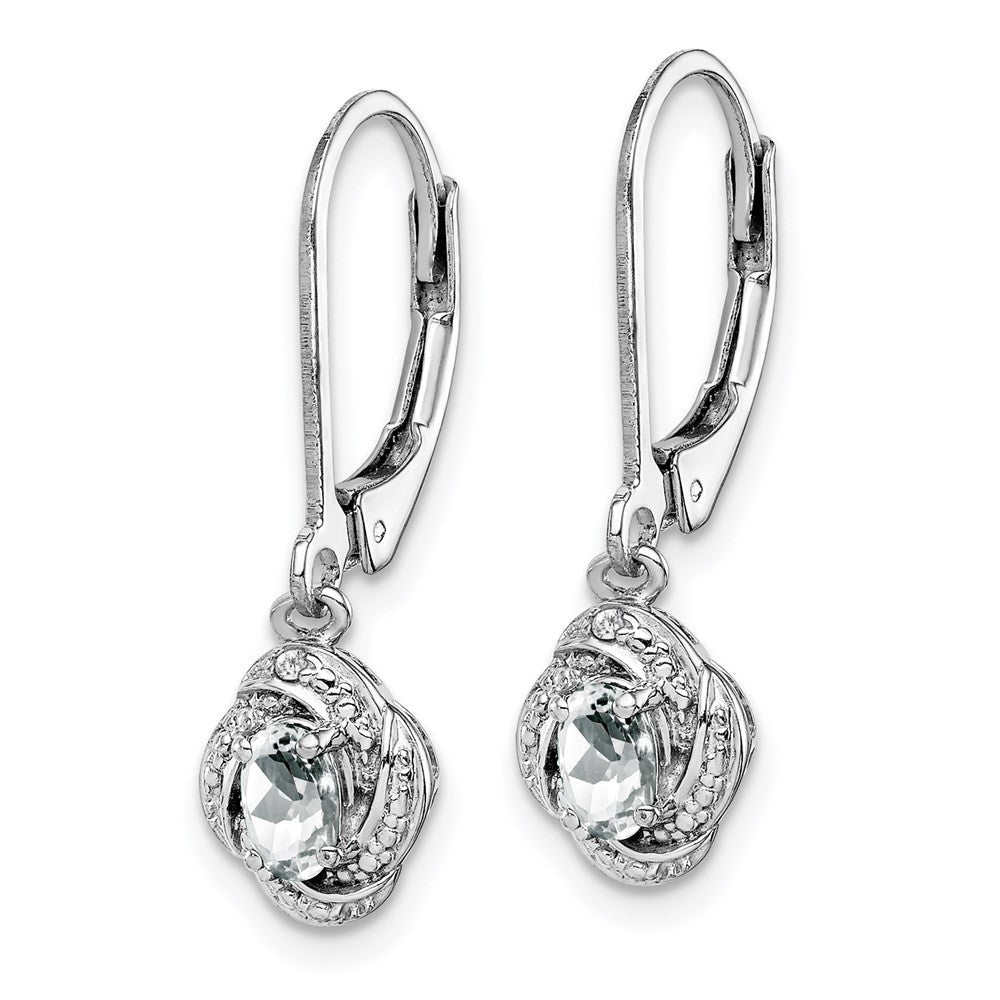 Sterling Silver Rhodium-plated Diam. & White Topaz Dangle Earrings